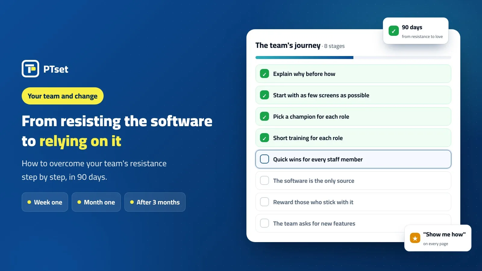 A physical therapy team moving from resisting the software to relying on it