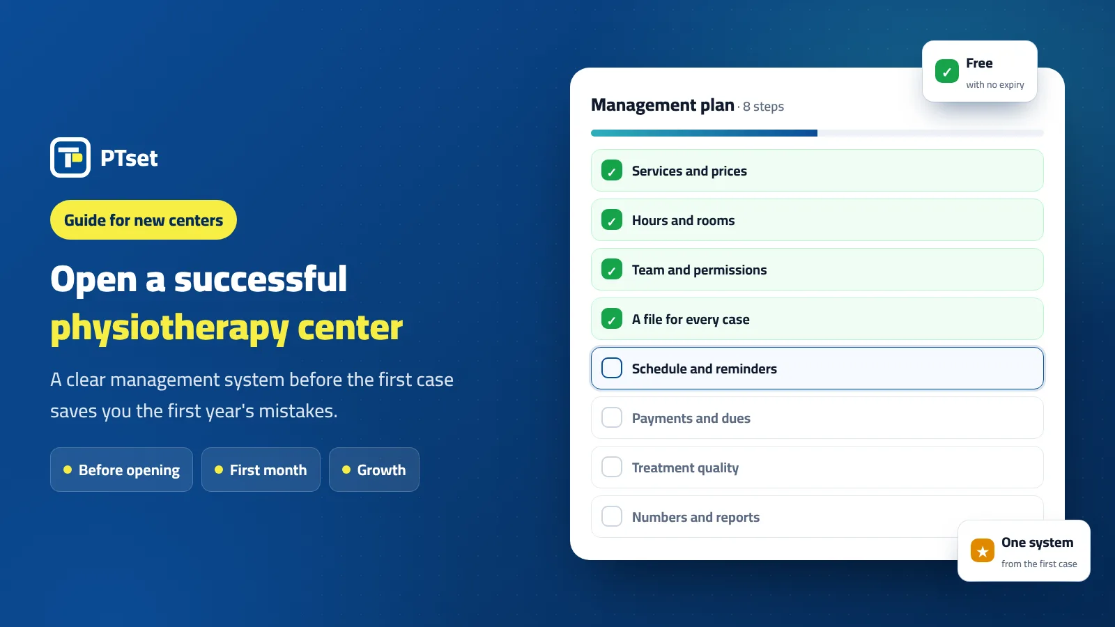 An 8-step management plan for a new physiotherapy center from day one
